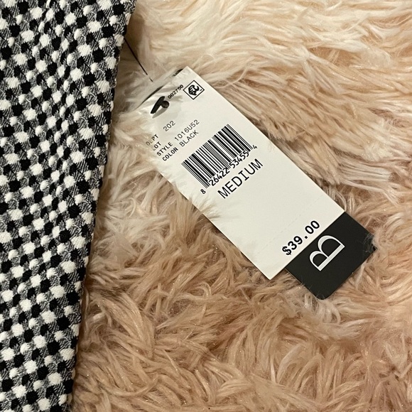 NWT BCX Black & White Stretch Ruched Sleeveless Polo Blouse Top Gingham Medium - Picture 5 of 8